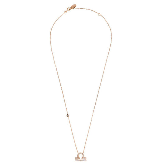 Zodiac Star Sign Pendant Necklace Rose Gold Libra