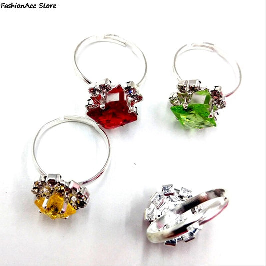 10pcs Children Kids Little Girl Gift Jewelry Adjustable Rings In Box