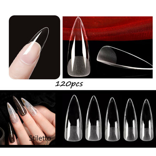 120Pcs Full Cover Press On Nail Tips Stiletto Almond Square Coffin