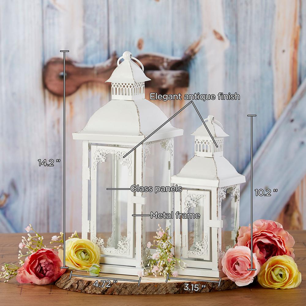 Antique White Ornate Lantern - Medium