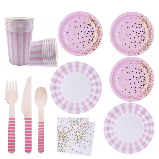 Baby Shower Party Blue Pink Tableware Birthday Party Plate Cup Napkin