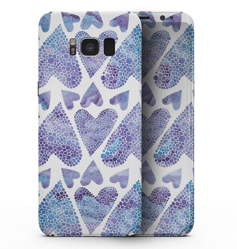 Blue Abstract Inverted Hearts - Samsung Galaxy S8 Full-Body Skin Kit