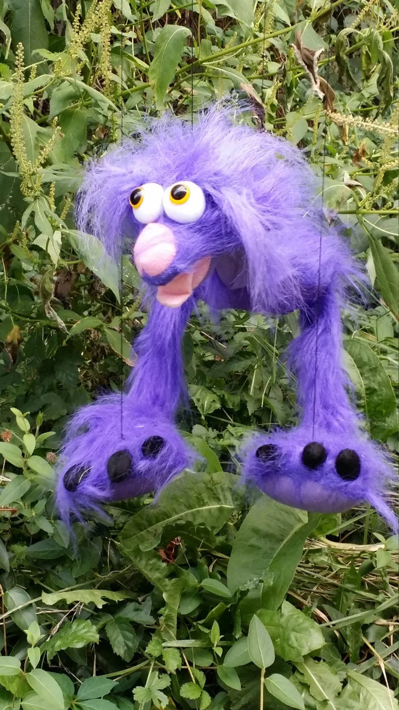 Plush funky walking dog puppet marionette