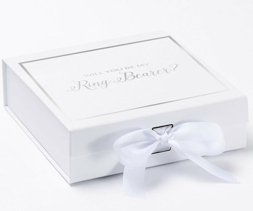 Will You Be My Ring Bearer? Proposal Box White - Border