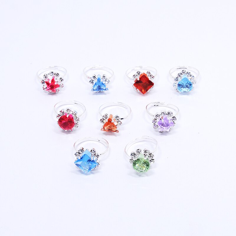 12/36pcs Children Mix Colorful Rhinestone Gem Rings Cute Jewelry