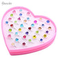 12/36pcs Children Mix Colorful Rhinestone Gem Rings Cute Jewelry