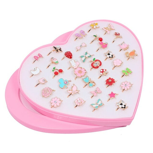 12/36pcs Children Mix Colorful Rhinestone Gem Rings Cute Jewelry