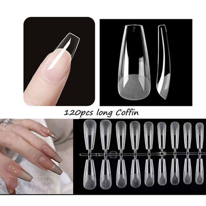 120Pcs Full Cover Press On Nail Tips Stiletto Almond Square Coffin