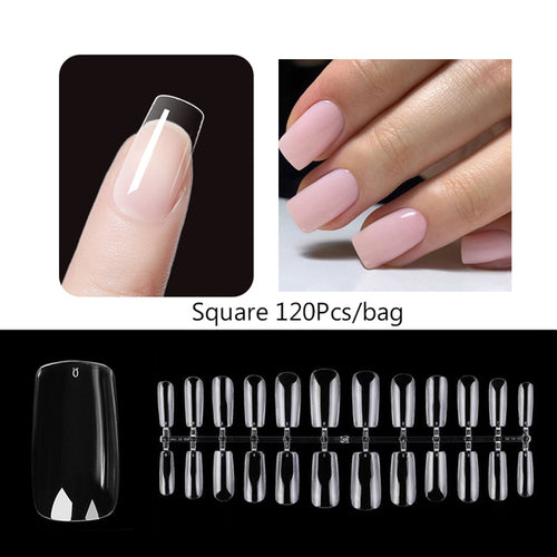 120Pcs Full Cover Press On Nail Tips Stiletto Almond Square Coffin