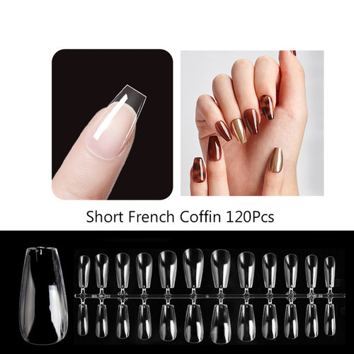 120Pcs Full Cover Press On Nail Tips Stiletto Almond Square Coffin