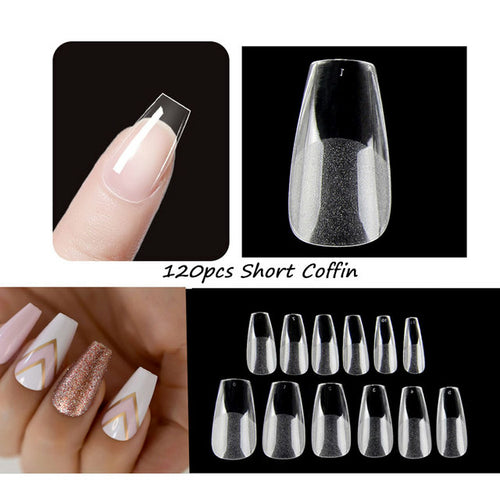 120Pcs Full Cover Press On Nail Tips Stiletto Almond Square Coffin