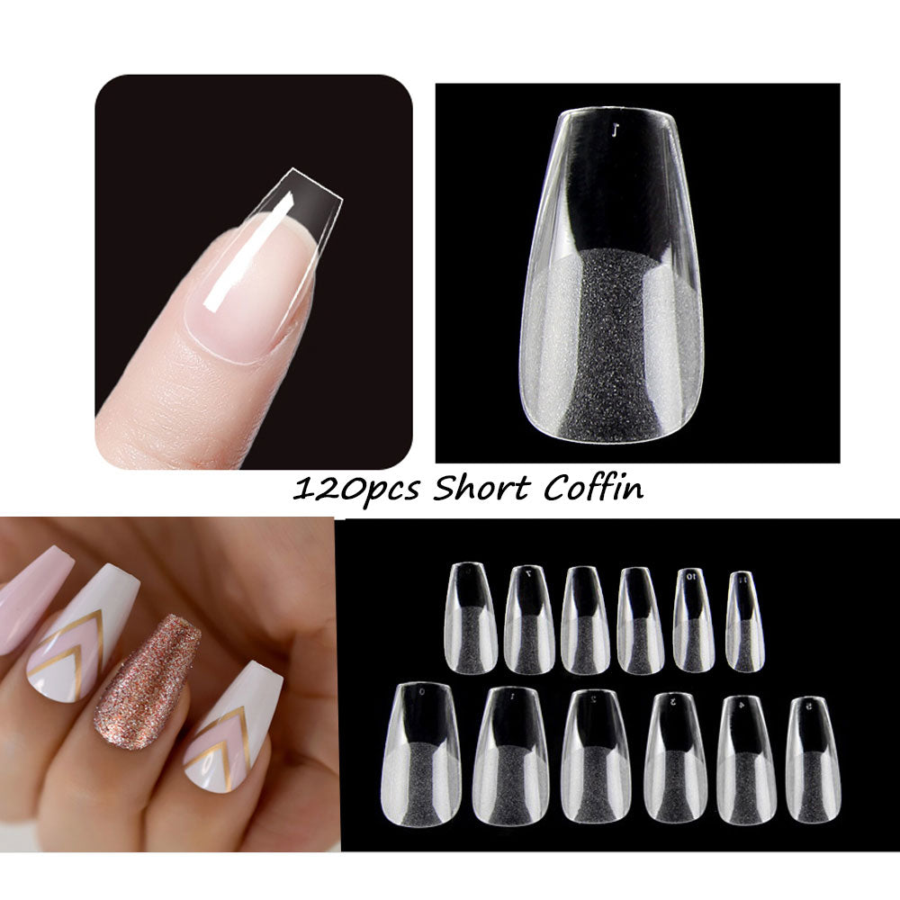 120Pcs Full Cover Press On Nail Tips Stiletto Almond Square Coffin