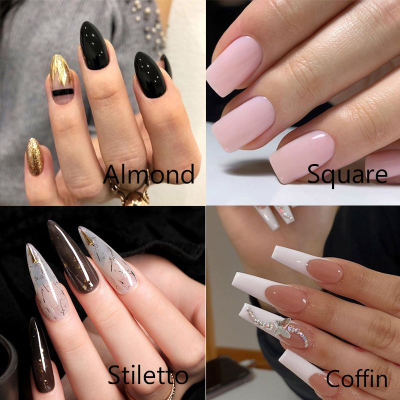 120Pcs Full Cover Press On Nail Tips Stiletto Almond Square Coffin