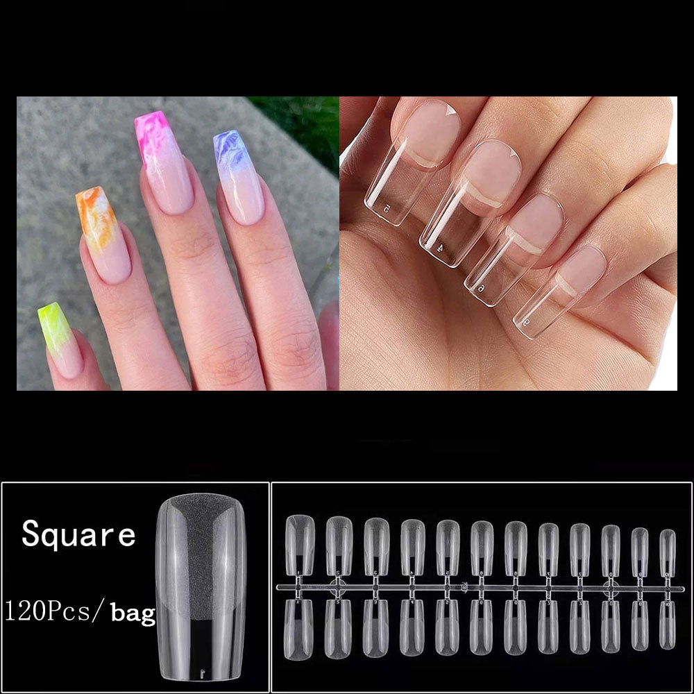 120Pcs Full Cover Press On Nail Tips Stiletto Almond Square Coffin