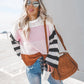 2021 Autumn and Winter  New Women Clothing Color Splicing Knitwear