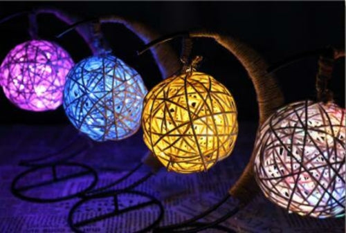 LED creative hand rope rattan ball copper wire lamp lamp room bedroom