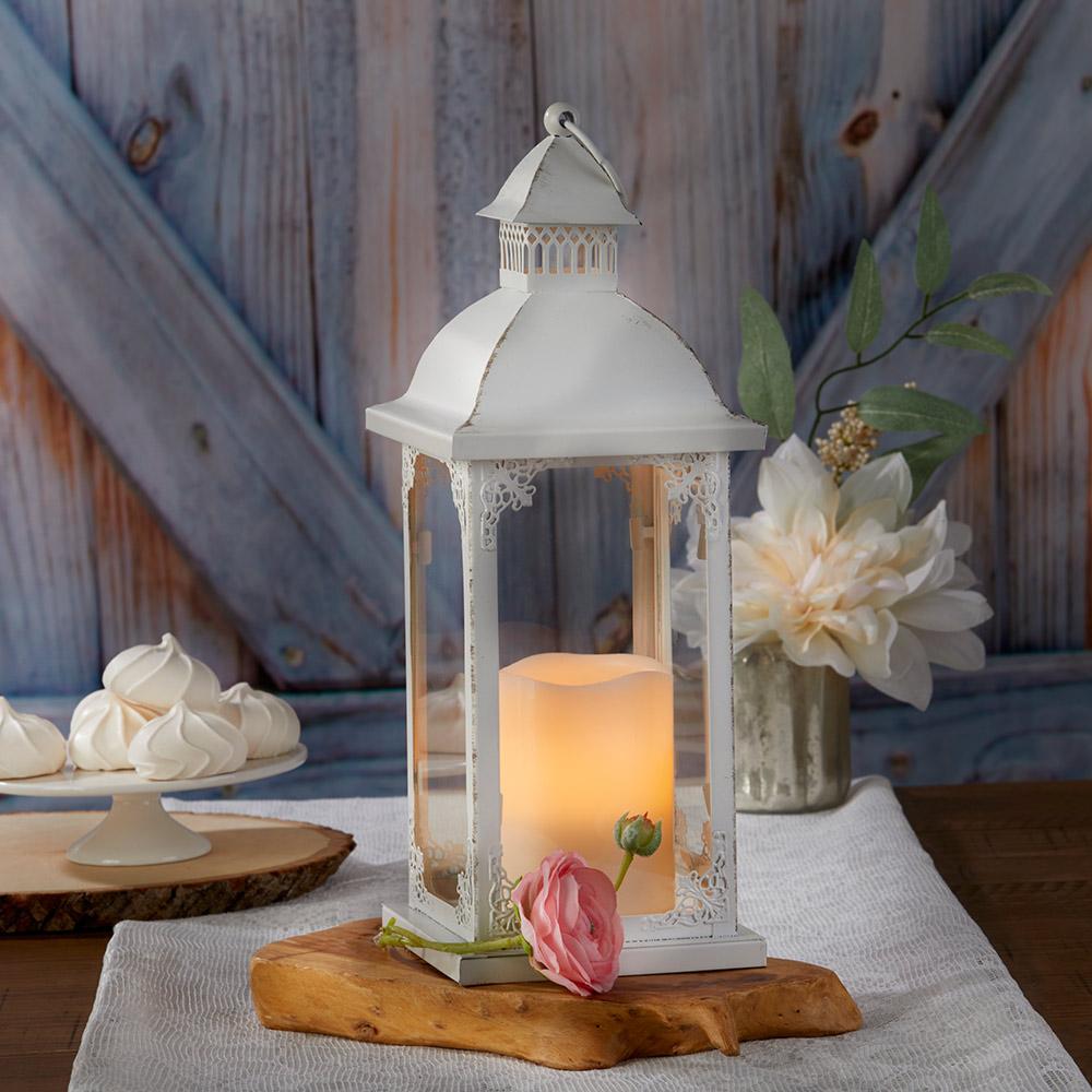 Antique White Ornate Lantern - Medium