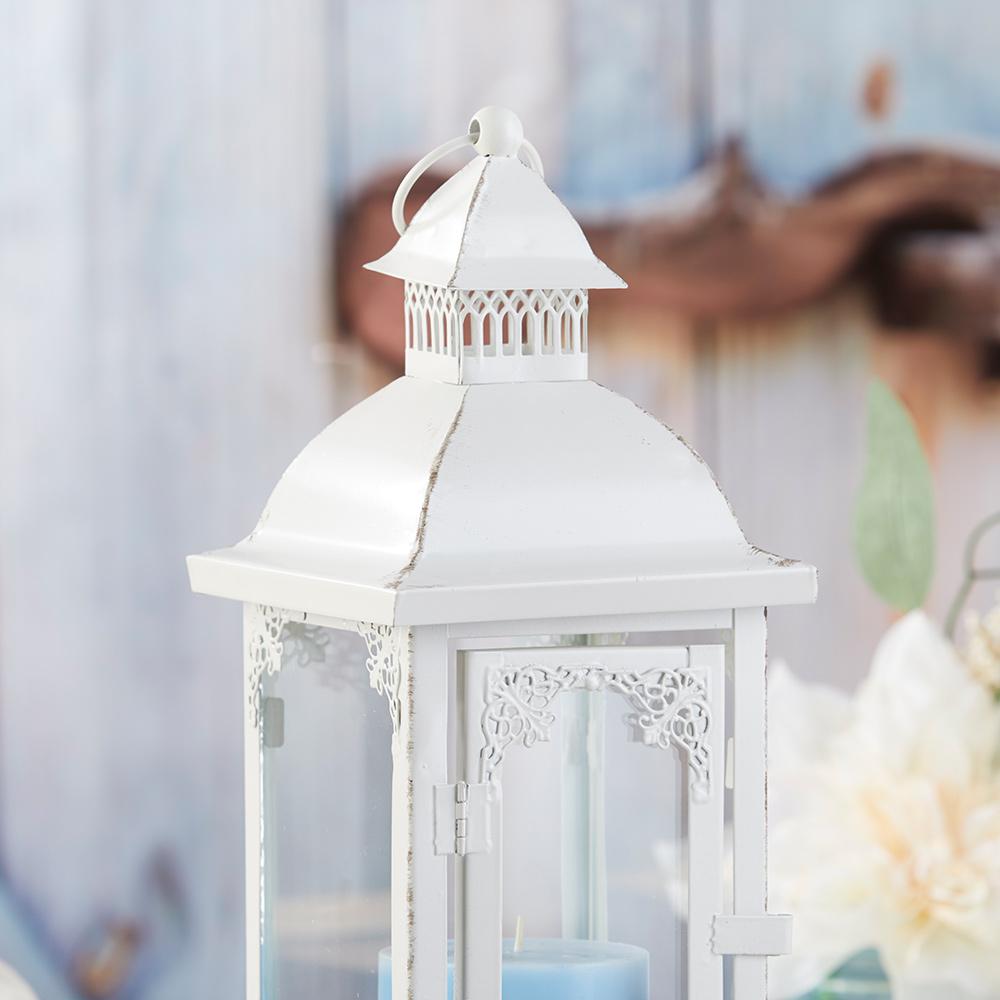 Antique White Ornate Lantern - Medium