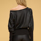 Satin Top with Rib Banded Bottom