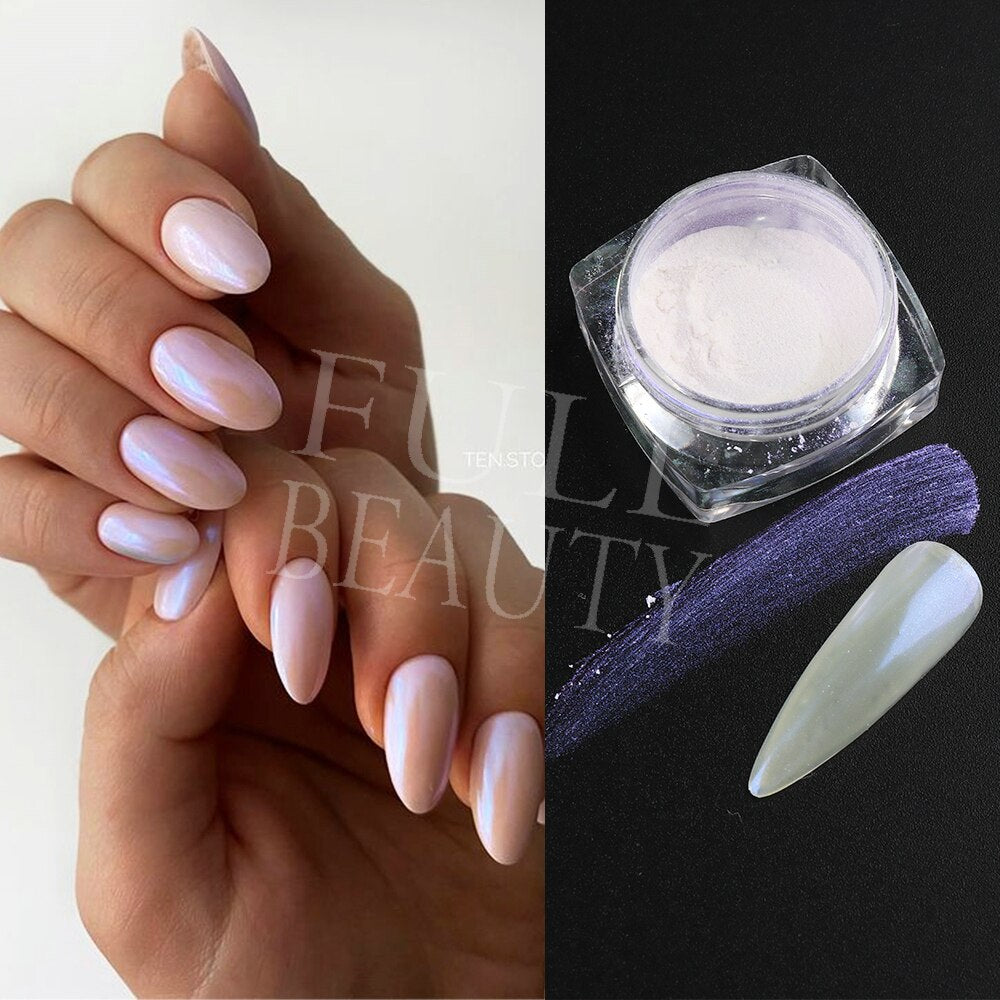 1Box Pearl Nail Powder Shimmer Rubbing Dust Mother Of Pearl Nail Art