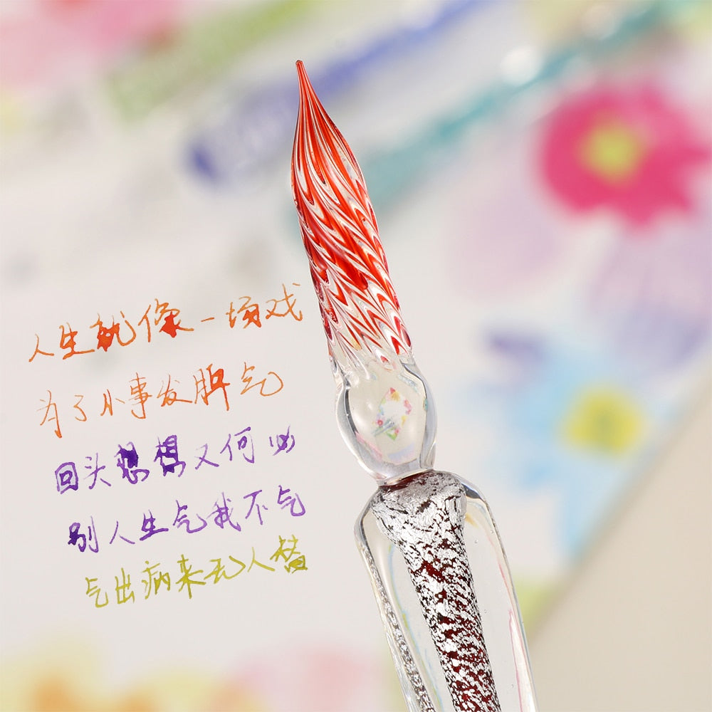 1pcs Safe Package Vintage Glass Dip Dipping Pen Holder Signature