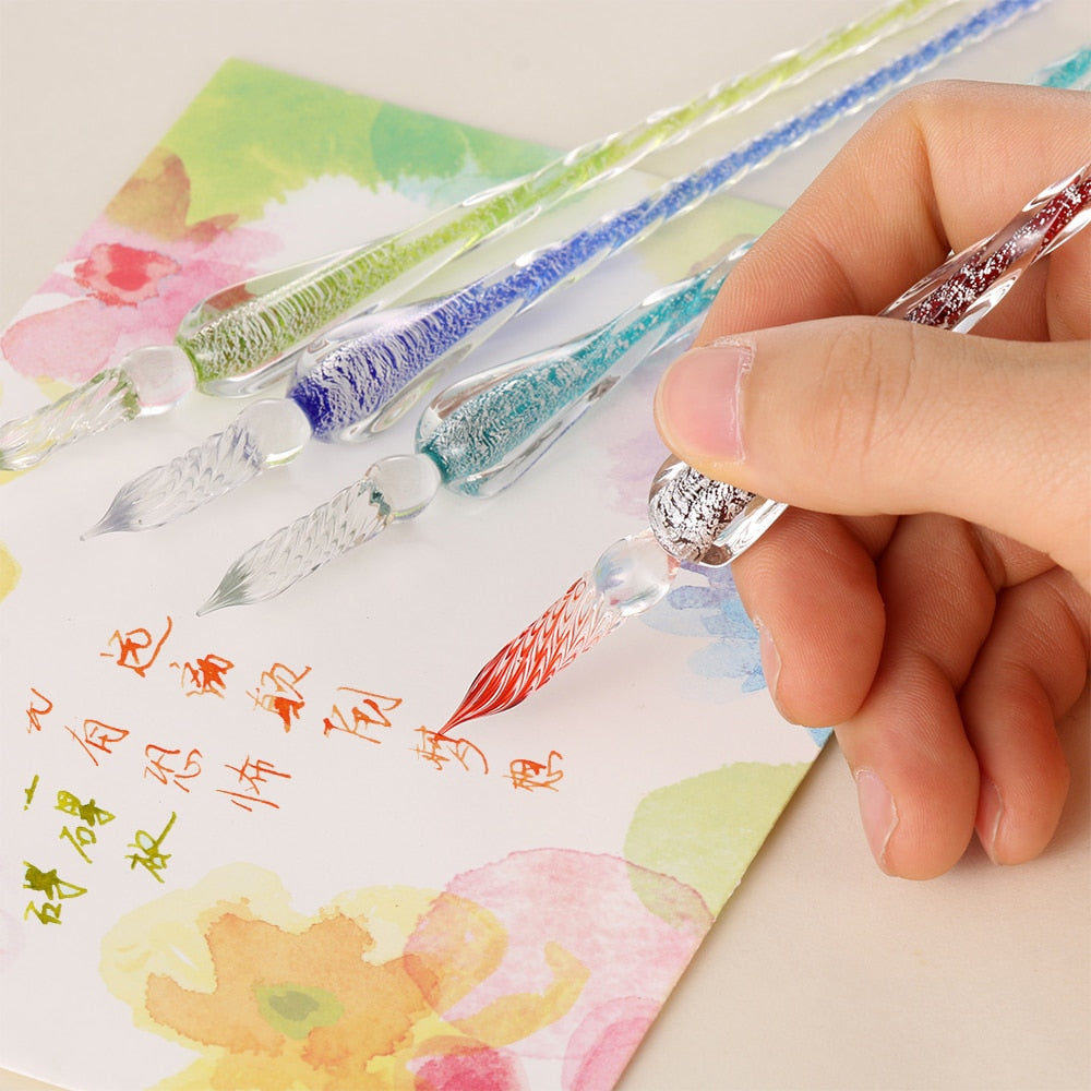 1pcs Safe Package Vintage Glass Dip Dipping Pen Holder Signature