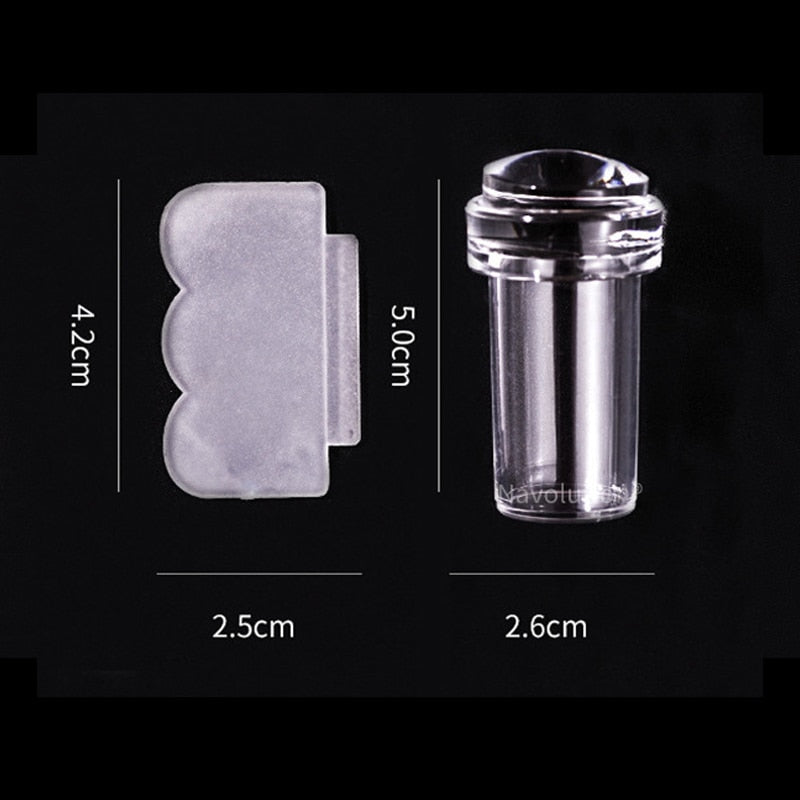 1set Mini Transparent Jelly Nail Art Stamper Scraper Set Diy Polish