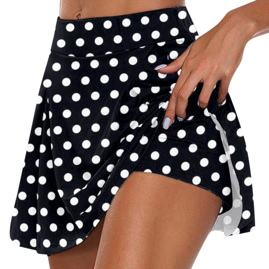 2022 Women Polka Dots Print Sports Dance Fitness Skirt Female Tennis