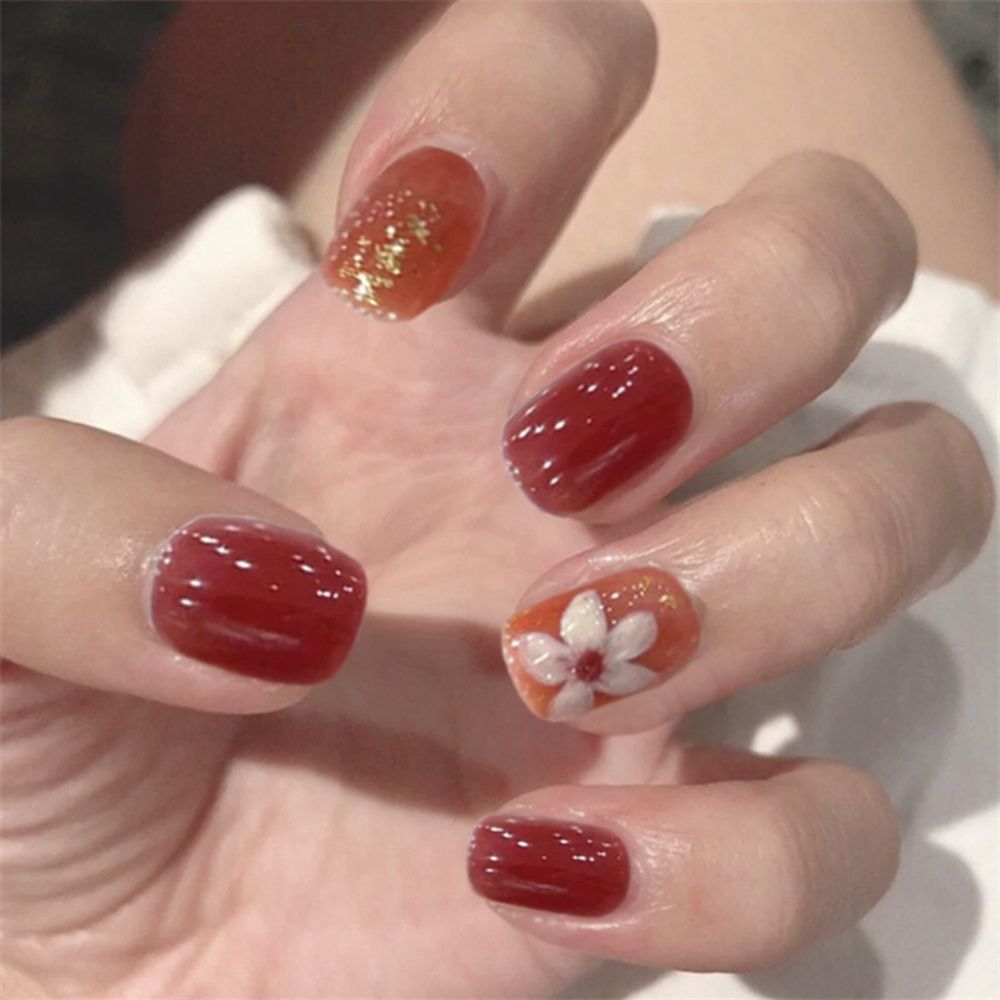 24pcs/box Sweet Short Round/square Head False Nail Art Full Cover