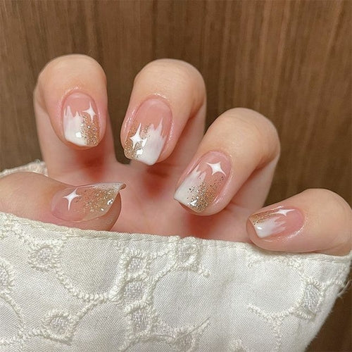 24pcs/box Sweet Short Round/square Head False Nail Art Full Cover
