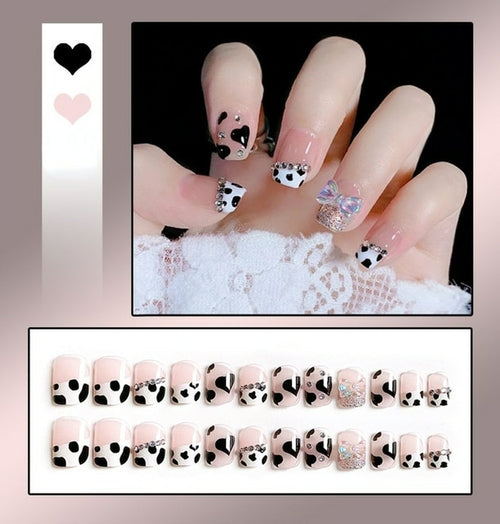 24pcs/box Sweet Short Round/square Head False Nail Art Full Cover