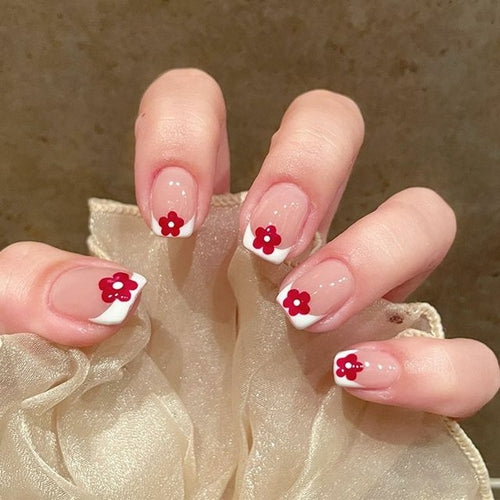 24pcs/box Sweet Short Round/square Head False Nail Art Full Cover