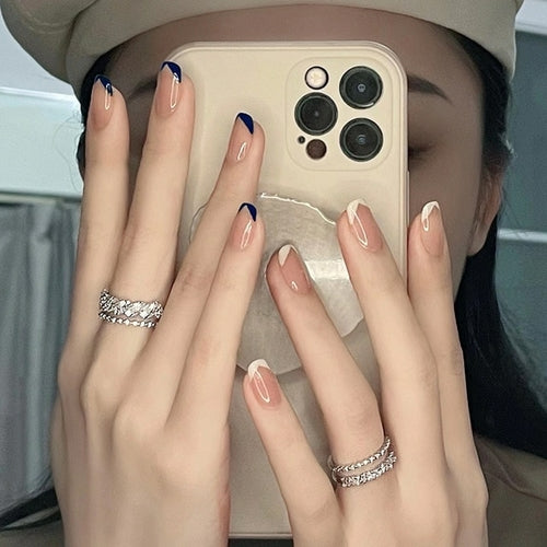 24pcs/box Sweet Short Round/square Head False Nail Art Full Cover