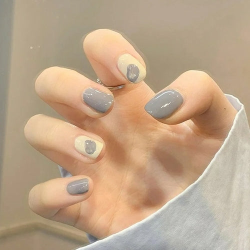 24pcs/box Sweet Short Round/square Head False Nail Art Full Cover