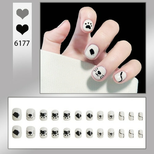 24pcs/box Sweet Short Round/square Head False Nail Art Full Cover