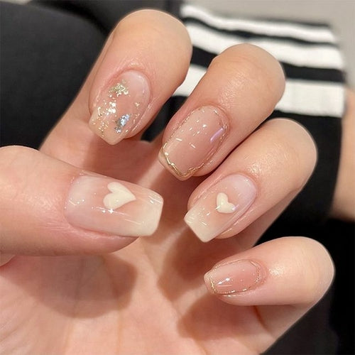 24pcs/box Sweet Short Round/square Head False Nail Art Full Cover