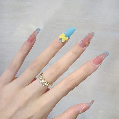 24pcs/box Sweet Short Round/square Head False Nail Art Full Cover