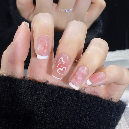 24pcs/box Sweet Short Round/square Head False Nail Art Full Cover