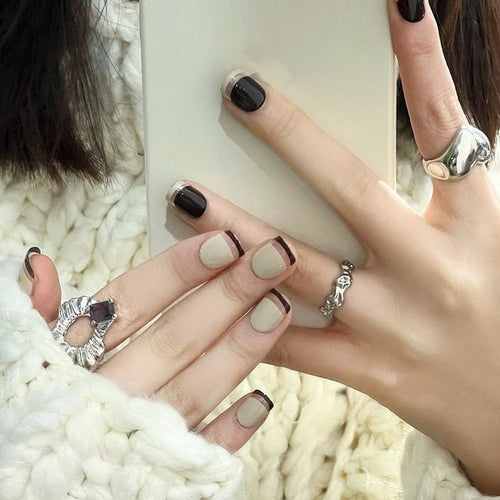 24pcs/box Sweet Short Round/square Head False Nail Art Full Cover