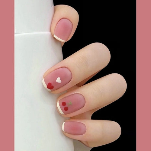 24pcs/box Sweet Short Round/square Head False Nail Art Full Cover