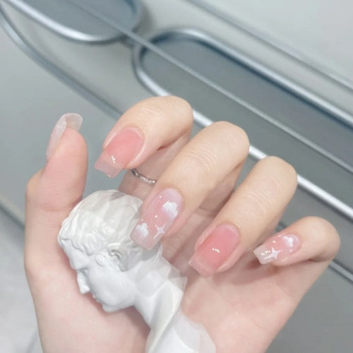 24pcs/box Sweet Short Round/square Head False Nail Art Full Cover