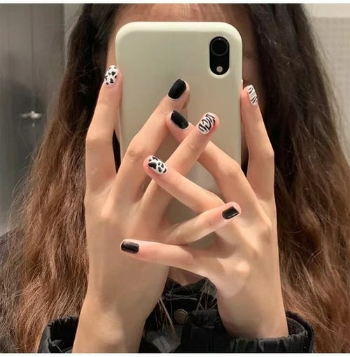 24pcs/box Sweet Short Round/square Head False Nail Art Full Cover