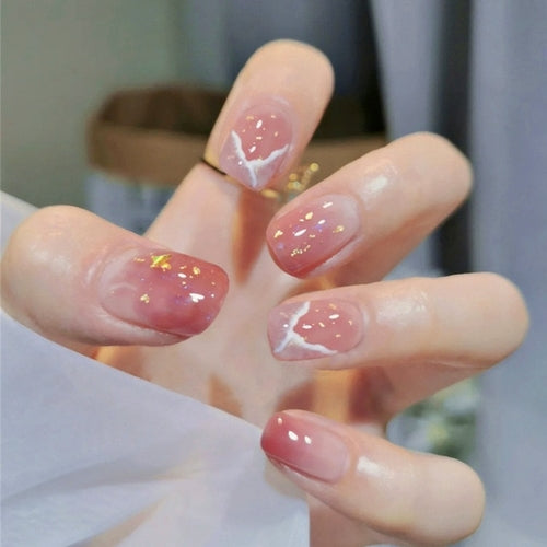 24pcs/box Sweet Short Round/square Head False Nail Art Full Cover