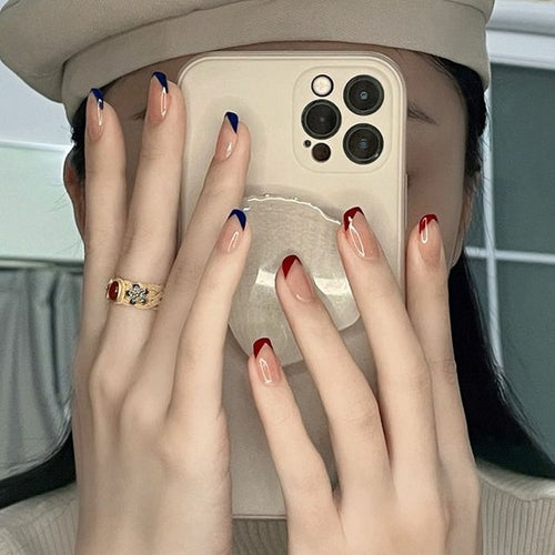 24pcs/box Sweet Short Round/square Head False Nail Art Full Cover