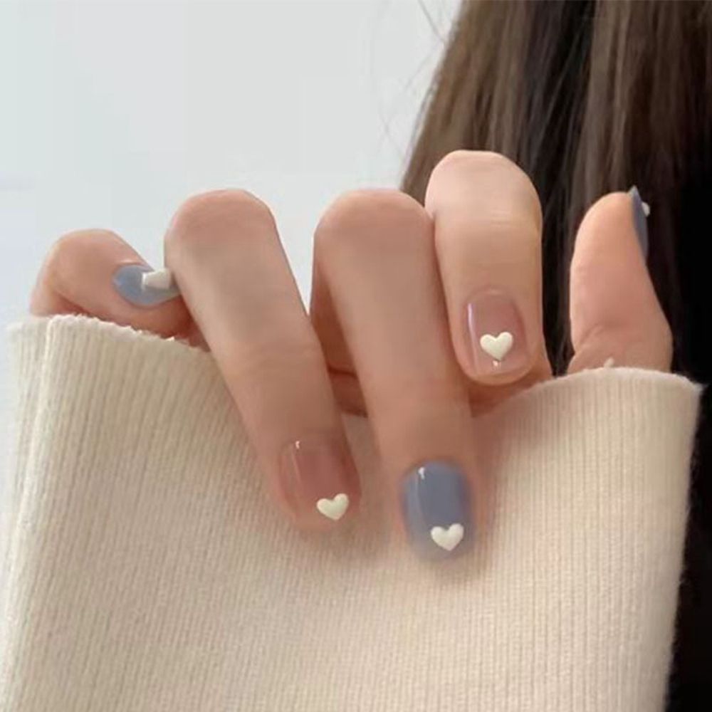 24pcs/box Sweet Short Round/square Head False Nail Art Full Cover