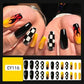 24Pcs Long Coffin False Nails Halloween Fire Designs Wearable French
