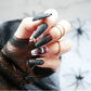24Pcs Long Coffin False Nails Halloween Fire Designs Wearable French