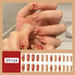 24Pcs Long Coffin False Nails Halloween Fire Designs Wearable French