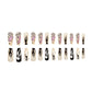 24Pcs Long Coffin False Nails Halloween Fire Designs Wearable French