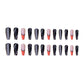 24Pcs Long Coffin False Nails Halloween Fire Designs Wearable French